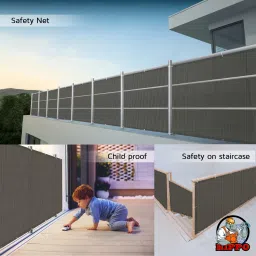 hippo Baby Safety Net/Balcony Net/Privacy Net - with Eyelets & Tie-Cords - 1MTX4MT image 5