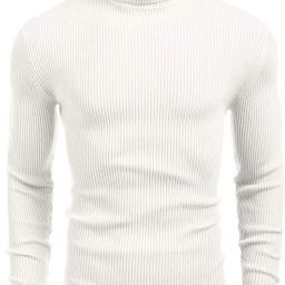 Men Self Design High Neck White Sweater-image-73