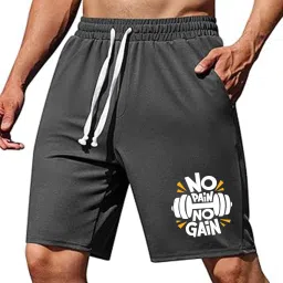 Printed Men Dark Grey Casual Shorts-image-80