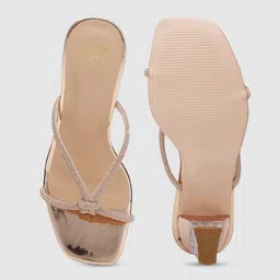 Sole To Soul Champagne Open Toe Block Heels image 3