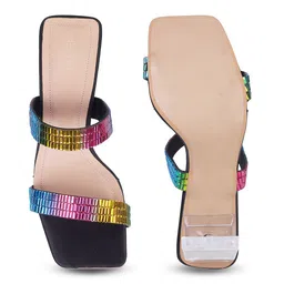 Metro Embellished Open Toe Block Heels image 4