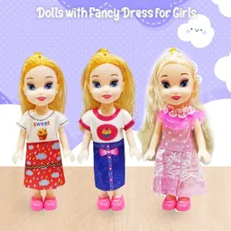 khyali Realistic Three Sister Dolls with Fancy Dress & Movable Body Parts for Kids|45-picture-1