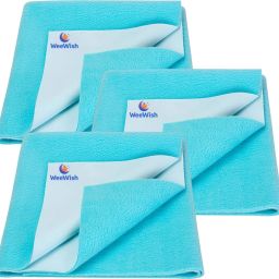 Baby Bed Protector – 70×100 cm (MEDIUM) - PACK OF 3 - SKY BLUE - Cotton, Fleece-image-81