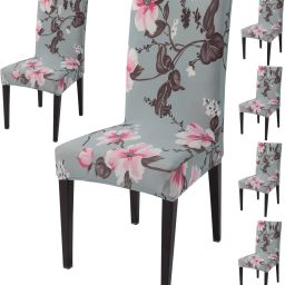 Polyester Floral 6 Seater Chair Cover-image-50