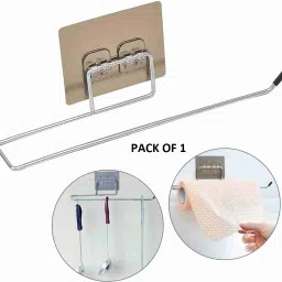 Tissue Towel Bar holder with Adhesive pad for multipurpose usage Silver Towel Holder-51
