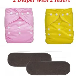 Washable Reusable Adjustable Cloth Diapers Nappy with 5 Layer Bamboo Charcoal Insert - 0-24 Months (2 Diaper + 2 Inserts)-picture-25