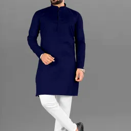 Men Solid Cotton Blend Straight Kurta-image-48