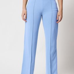 kotty Women Regular Fit Light Blue Viscose Rayon Trousers-picture-38