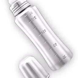 Baby Stainless Steel Milk Feeding Bottle with Silicon Nipple 240 ML - 240 ml-image-48