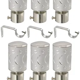 Silver Rod Rail Bracket, Curtain Knobs, Curtain Hooks Metal-image-11