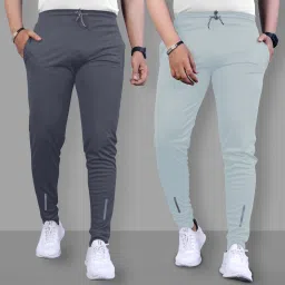 Pack of 2 Men Printed Grey, Grey Track Pants-picture-14