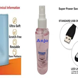 ANJO 6 in 1 Combo 3 Cleaning Gel 100ml With Cloth, USB Light, OTG Micro & Type C to A for Laptops, Mobiles, Computers, Gaming image 2
