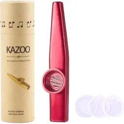 Kazoo Aluminum Allow Musical Instrument Paper Box With 5 Pcs Diaphragm- Red Aluminum Flute-image-38