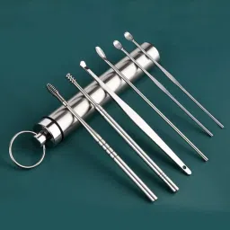 6 Earwax Cleaning Tool Set with Keychain Box wax Removal Kit-image-79
