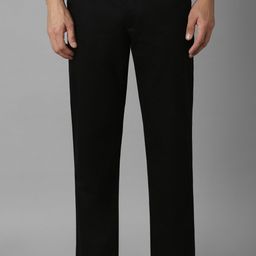 louis philippe Men Slim Fit Black Pure Cotton Trousers-picture-17