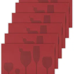 HOKIPO Set of 6 Red Printed Table Placemats image 2
