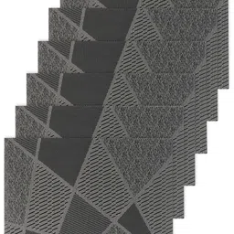 HOKIPO Set of 6 Black & Grey Geometric Table Placemats image 4