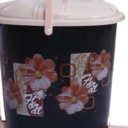 Kuber Industries Black & Cream Floral Printed Durable Pedal Dustbin With Handle 7L image 2