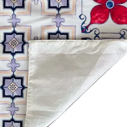 Tasseled Home Cream-Colored & Pink Tile Floral Printed Rectangular Table Runner image 4