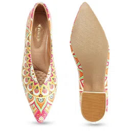 Denill Printed Pointed Toe Comfortable Block Heeled Pumps image 4