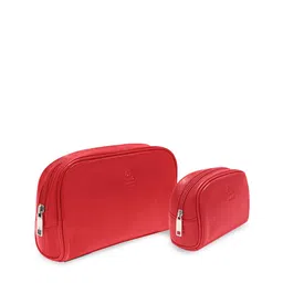 Kara Set Of 2 Red Solid Combo Of 2 Leather Toiletry Kit image 3