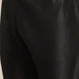 SOJANYA Men Black & Orange Solid Kurta with Churidar & Patterned Nehru Jacket image 3