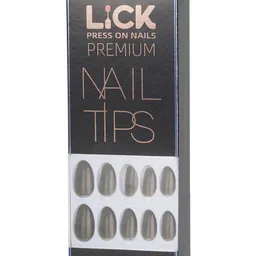 LICK 24 Pcs Artificial Reusable Oval Nail Extensions with Application Kit - Grey image 4