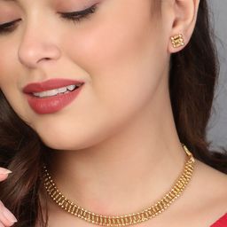 Adwitiya Collection  24CT Gold-Plated Stranded Jewellery Set-image-82