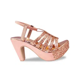 Action Open Toe Synthetic Platform Heels image 5
