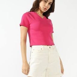 superdry V-Neck Crop Rib T-Shirt-picture-35