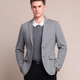 Men Self Design Single Breasted Casual Blazer-image-69