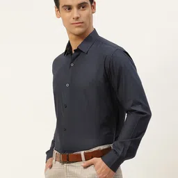 SOJANYA Men Navy Blue Classic Formal Shirt image 4