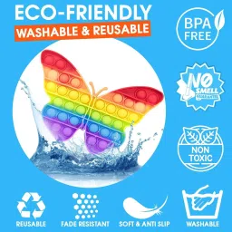galactic New pop It Toy Butterfly Pop It Butterfly Rainbow Fidget Toy Push Pop Bubble Fidgets Poppit Pop Bubbles Games Squeeze Squishy Sensory Toys Poppet Kids Motor Toys [Butterfly] image 5