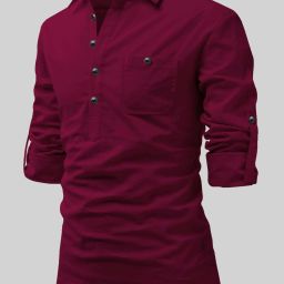 Men Solid Pure Cotton A-line Kurta-image-5