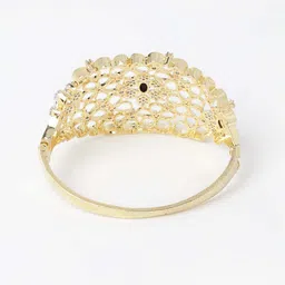 ZENEME 2 Black & Gold-Toned Brass AD-Studded Gold-Plated Bangle-Style Bracelet & Ring image 4