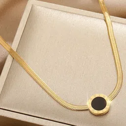 MYKI Gold-Plated Round Shape Pendant with Chain image 4
