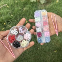 12 Grid Bow and 12 Grid 3d Flower Premium Nail Art Accessories Grid-28