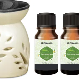 PEEPRESION Black Top Home Décor Burner with 3 Lemongrass Aroma Oil (15ml Each) ! Uses For Bathroom, Office, Study Table, Parlour, Dinning Table, Temple Diffuser-39