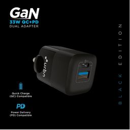urbn 33W Type A & Type C 2-Port Fast Charger (Adapter Only, Short Circuit Control, Black) image 3