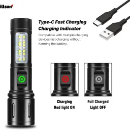 trillsun 6 Lighting mode Zoom Torch with High-Bright led light Rechargeable SOS blinker 5 hrs Torch Emergency Light image 2