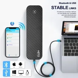 HZTZ A4 Printer Bluetooth Wireless, Inkless Thermal Smart Printer Compatible With Tatoo Printing, Android iOS Smartphone with 5pcs A4 Thermal Roll image 3