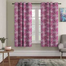 eric london Pink Polyester Floral 5ft Blackout Eyelet Window Curtains (Pack of 2)-picture-10