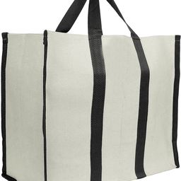 Canvas Shopping Bags for Carry Milk Grocery Fruits Vegetable with Reinforced Handles jhola Bag (Cream & Black) Grocery Bag-18