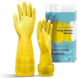 Extra Long Dishwashing Rubber Gloves for Kitchen Non-Slip Cleaning Gloves Wet and Dry Glove-image-24