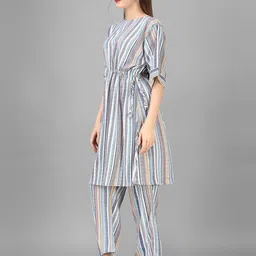 HOUSE OF MIRA Striped Round Neck Tunic With Flared Trouser image 5