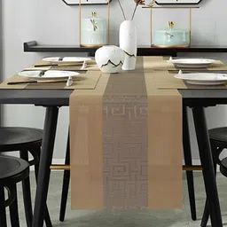 YELONA Brown 7 Pieces Textured Rectangular Table Placemats & Runner image 3