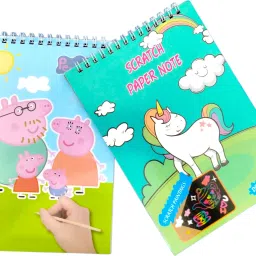 Combo of 2 Peppa Pig & Unicorn Scratch Paper Drawing Book For Kids (Pack of 2 ) Theme, Scrapbook Kit-image-70