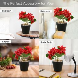 UMAI Red Trident Artificial Flower With Pot image 4