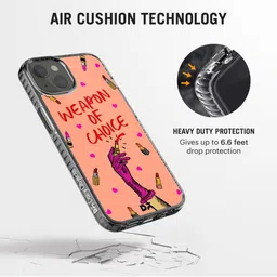 DailyObjects Peach & Pink Printed Weapon of Choice iPhone 13 Mini Phone Case image 4