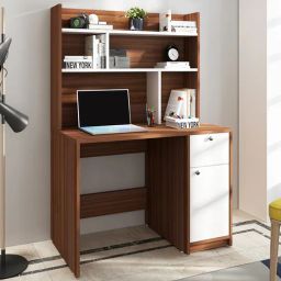woodbuzz Malta Hutch Desk in Walnut And Frosty White Finish-picture-44